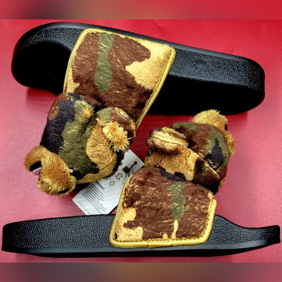 Adidas Jeremy Scott x Adilette Slide 'Camo Teddy' Sz 6 Women  Sz 5 Women NIB - Picture 4 of 11